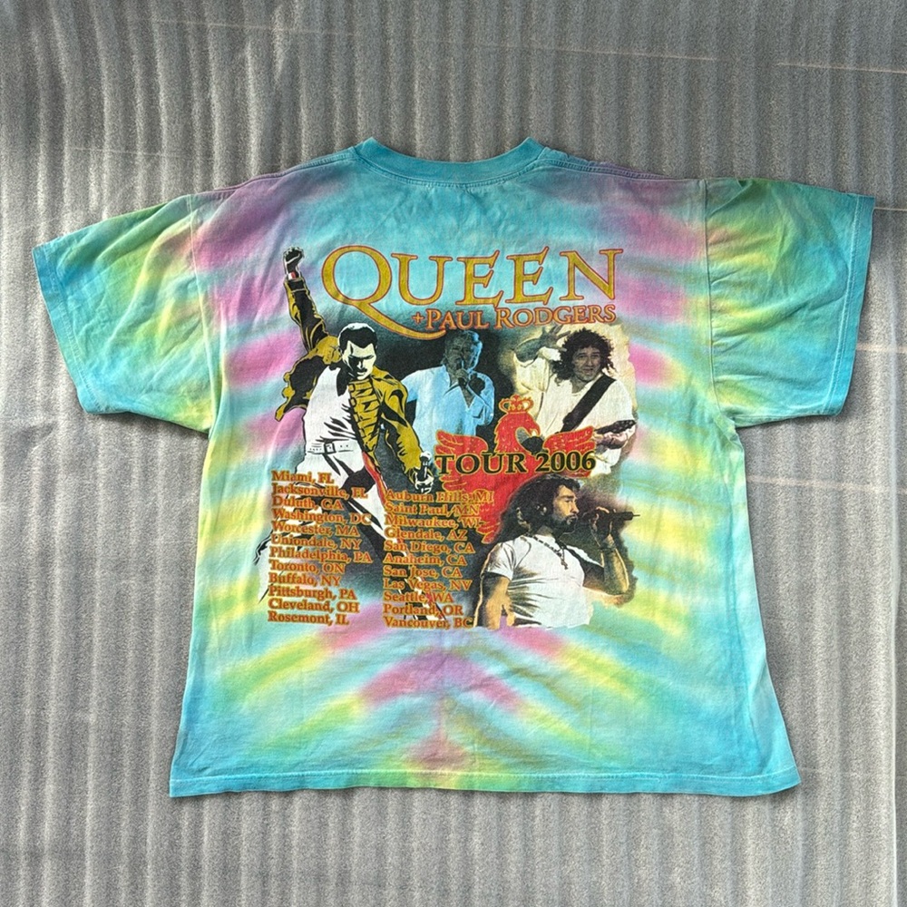 Vintage 2006 Queen & Paul Rodgers Tie Dye Tour T-Shirt Size Large